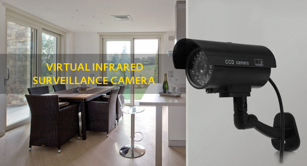 Small Dummy Camera CCTV Sticker Surveillance 90 Degree Rotating with Flashing Red LED Light