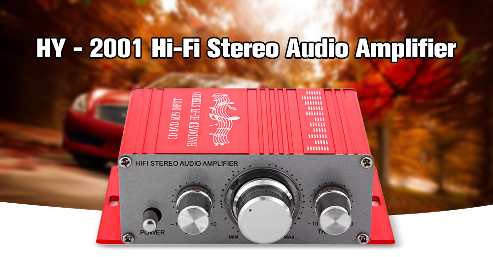 HY - 2001 12V Hi-Fi Mini Auto Car Stereo Amplifier 2 Channel Audio Support CD DVD MP3 Input for Motorcycle Home