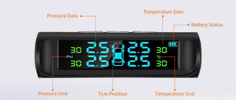 BX - 01 Digital Display / Dual Charging / Weather Monitor / Multiple Protections Tire Pressure Monitor