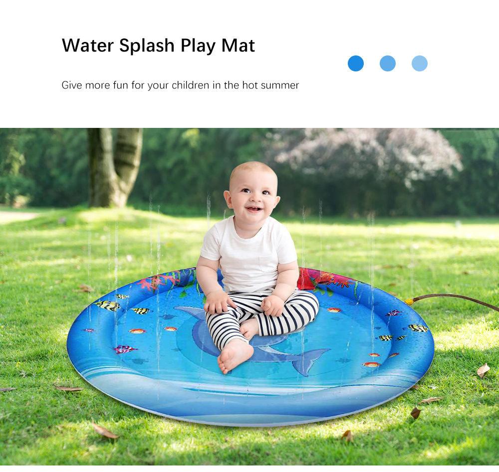 Inflatable Dolphin Pattern Sprinkler Pad Water Splash Play Mat for Children 