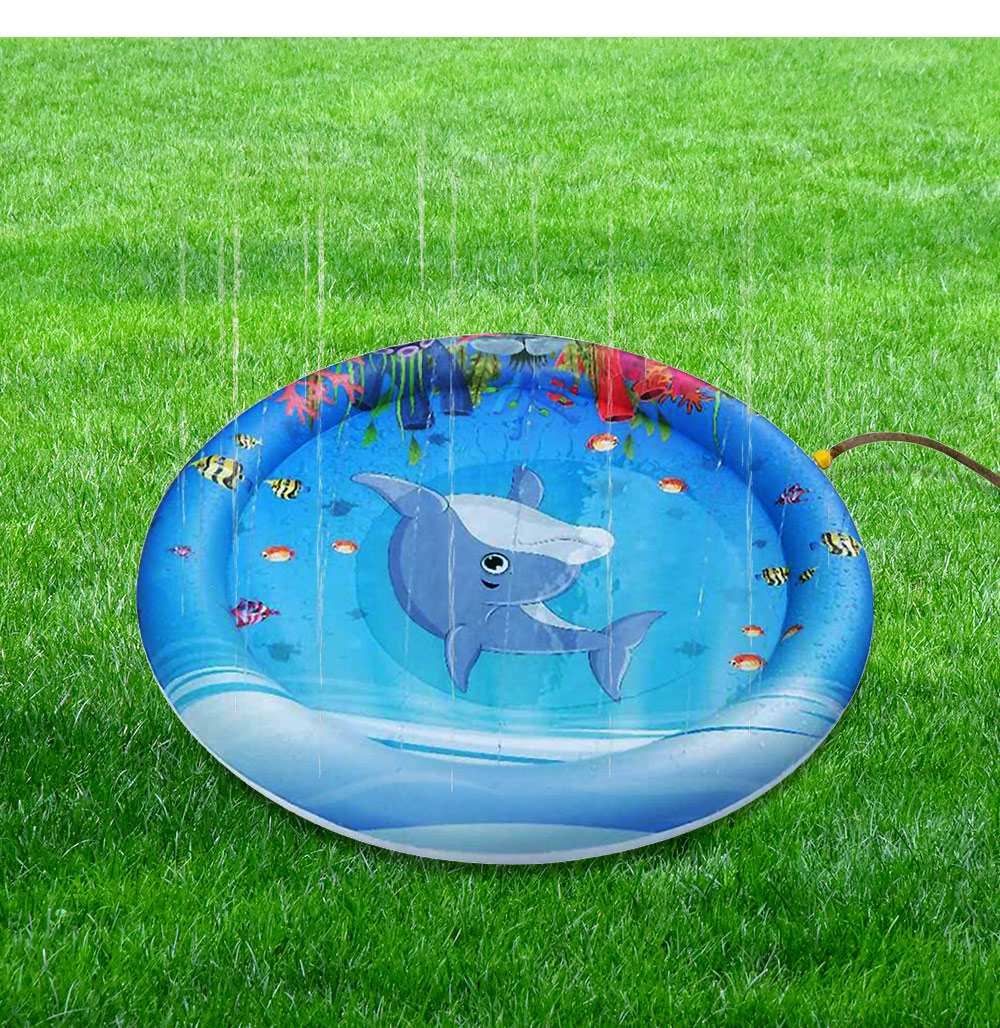 Inflatable Dolphin Pattern Sprinkler Pad Water Splash Play Mat for Children 